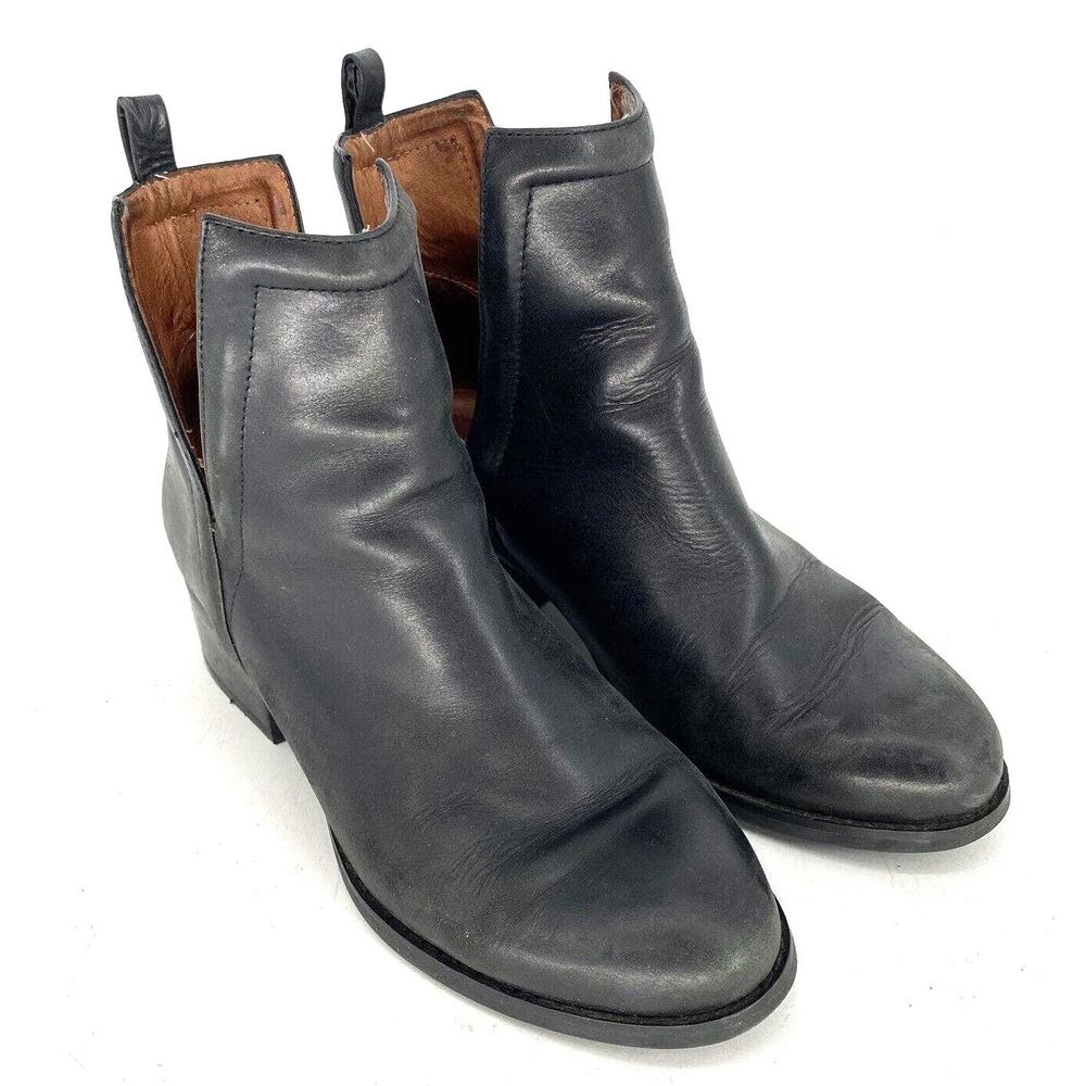 Jeffrey Campbell Oriley Booties Black Leather Pull On Ankle Boots Womens 6 - Picture 11 of 11